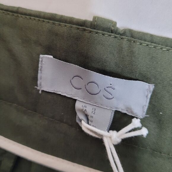 NEW COS olive green utility a-line minimalist midi skirt 12 - Picture 7 of 13